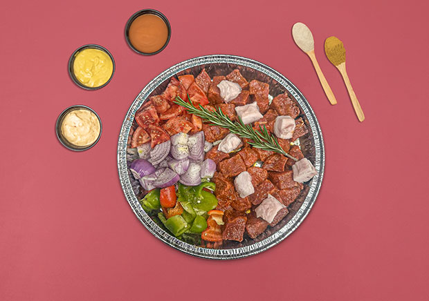 Tikka plate with vegetables